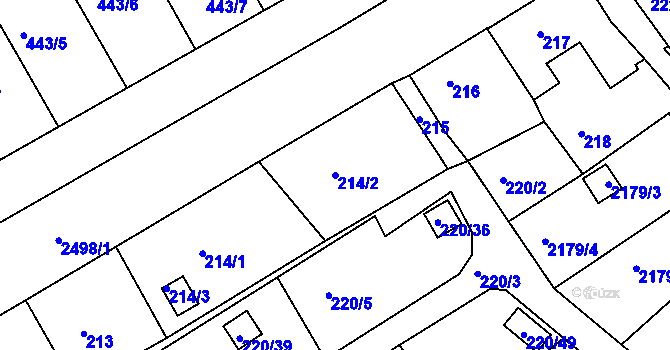 Parcela st. 214/2 v KÚ Třeboň, Katastrální mapa