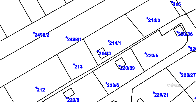 Parcela st. 214/3 v KÚ Třeboň, Katastrální mapa