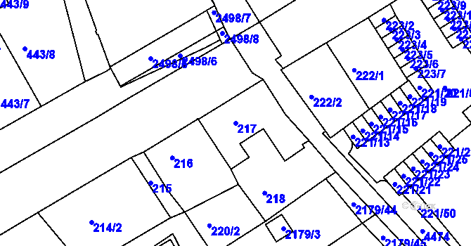 Parcela st. 217 v KÚ Třeboň, Katastrální mapa
