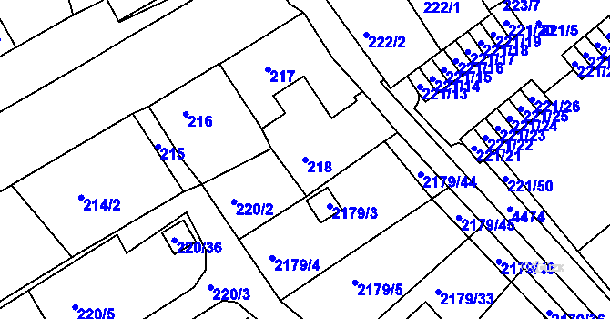 Parcela st. 218 v KÚ Třeboň, Katastrální mapa