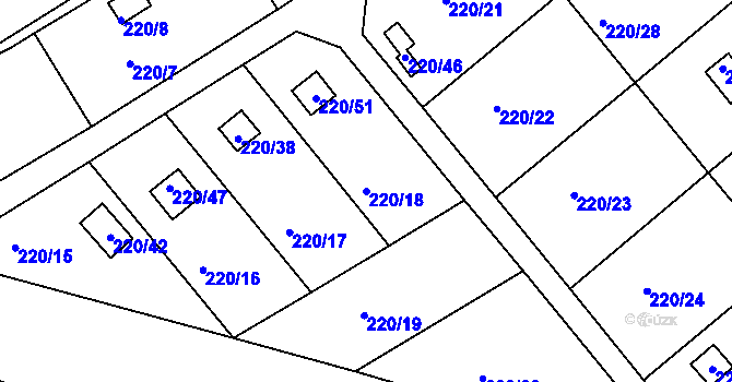 Parcela st. 220/18 v KÚ Třeboň, Katastrální mapa