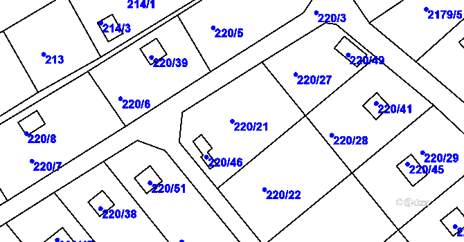 Parcela st. 220/21 v KÚ Třeboň, Katastrální mapa