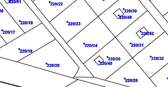 Parcela st. 220/24 v KÚ Třeboň, Katastrální mapa
