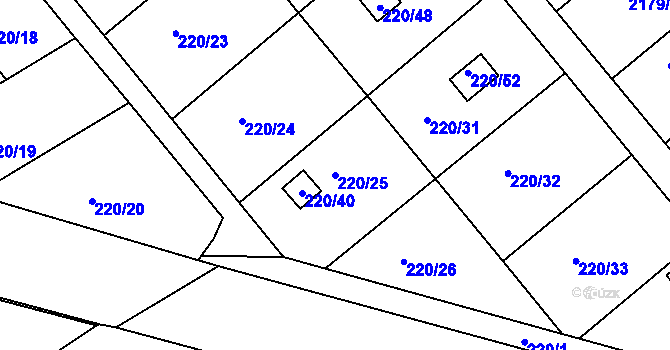 Parcela st. 220/25 v KÚ Třeboň, Katastrální mapa