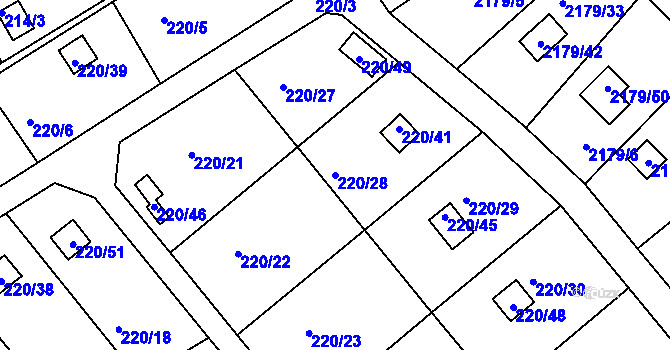 Parcela st. 220/28 v KÚ Třeboň, Katastrální mapa