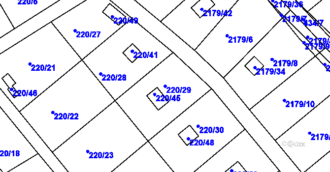 Parcela st. 220/29 v KÚ Třeboň, Katastrální mapa