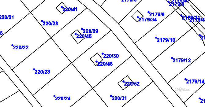 Parcela st. 220/30 v KÚ Třeboň, Katastrální mapa