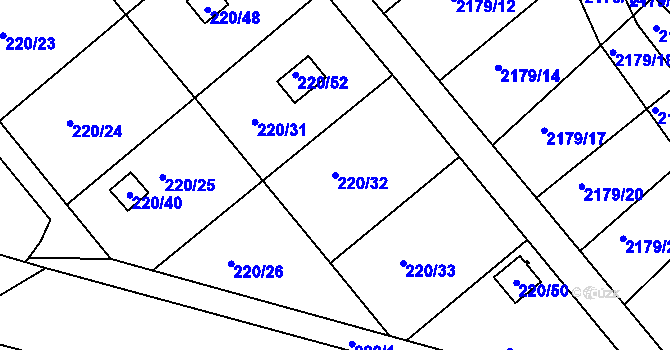 Parcela st. 220/32 v KÚ Třeboň, Katastrální mapa