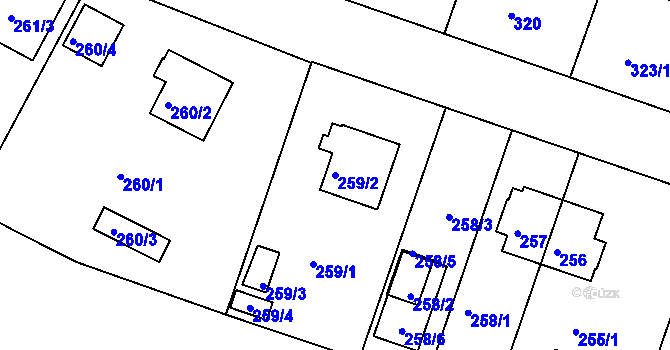 Parcela st. 259/2 v KÚ Třeboň, Katastrální mapa