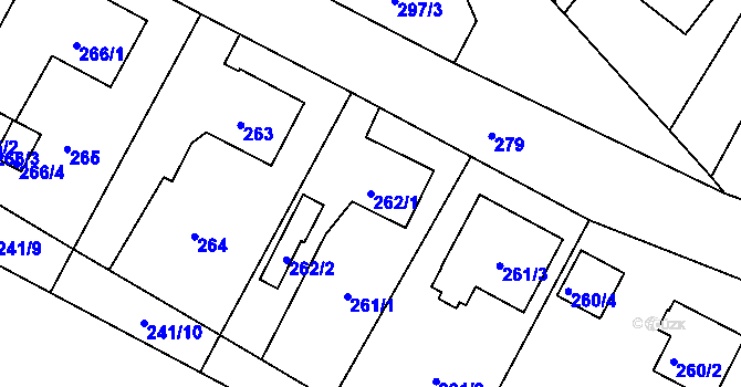 Parcela st. 262/1 v KÚ Třeboň, Katastrální mapa