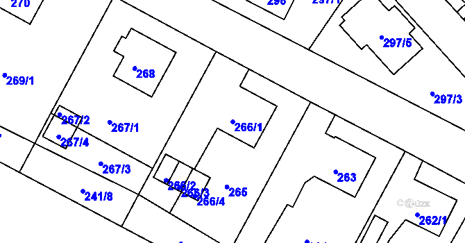 Parcela st. 266/1 v KÚ Třeboň, Katastrální mapa