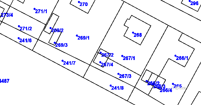 Parcela st. 267/2 v KÚ Třeboň, Katastrální mapa