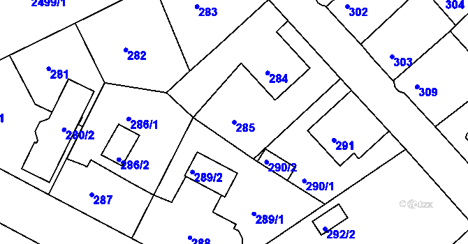 Parcela st. 285 v KÚ Třeboň, Katastrální mapa