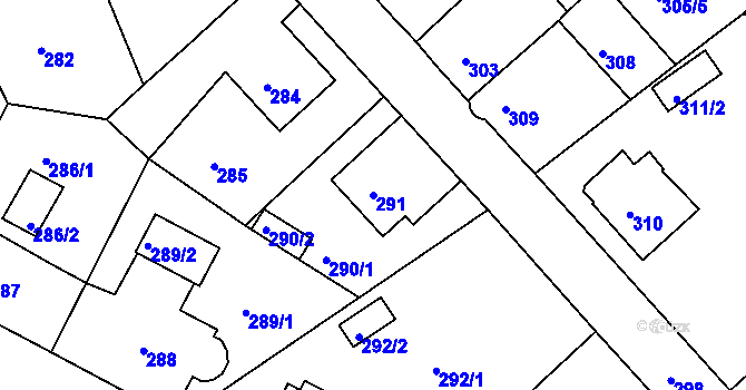 Parcela st. 291 v KÚ Třeboň, Katastrální mapa
