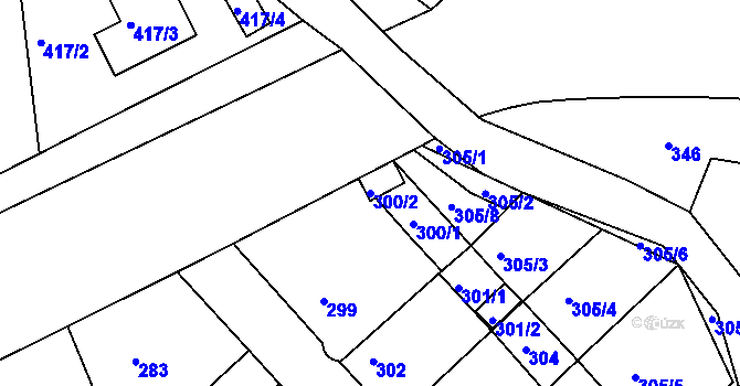 Parcela st. 300/2 v KÚ Třeboň, Katastrální mapa