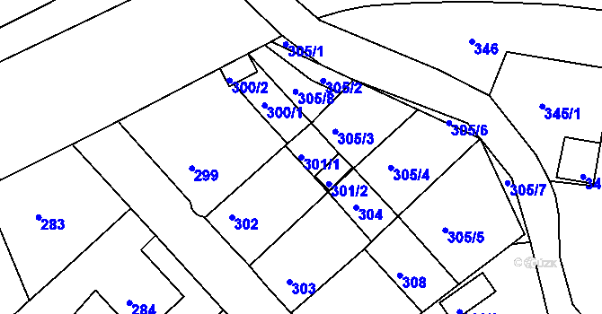 Parcela st. 301/1 v KÚ Třeboň, Katastrální mapa