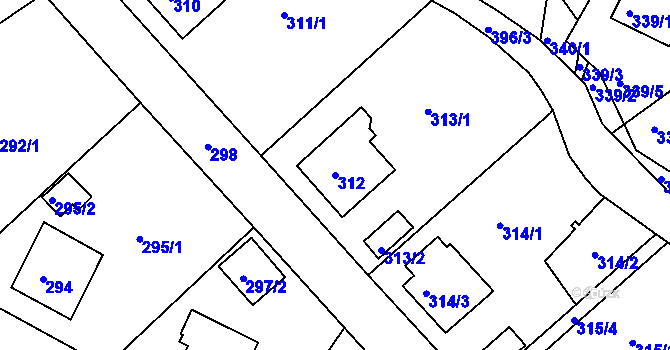 Parcela st. 312 v KÚ Třeboň, Katastrální mapa
