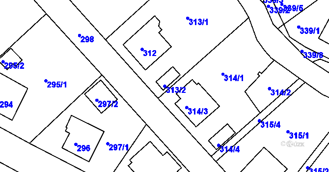 Parcela st. 313/2 v KÚ Třeboň, Katastrální mapa
