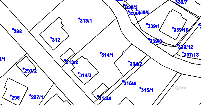 Parcela st. 314/1 v KÚ Třeboň, Katastrální mapa