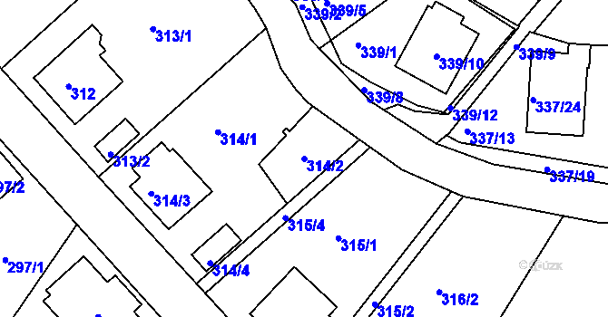 Parcela st. 314/2 v KÚ Třeboň, Katastrální mapa