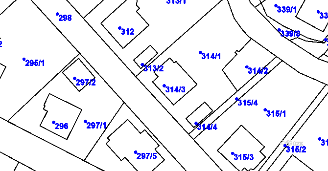 Parcela st. 314/3 v KÚ Třeboň, Katastrální mapa