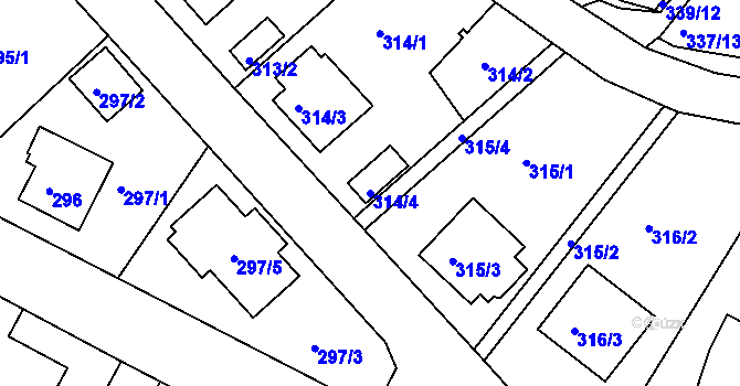 Parcela st. 314/4 v KÚ Třeboň, Katastrální mapa