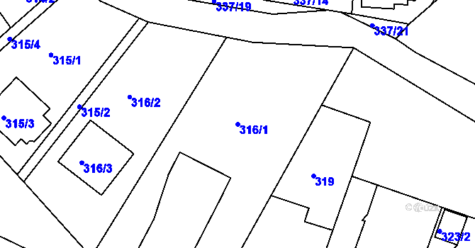 Parcela st. 316/1 v KÚ Třeboň, Katastrální mapa