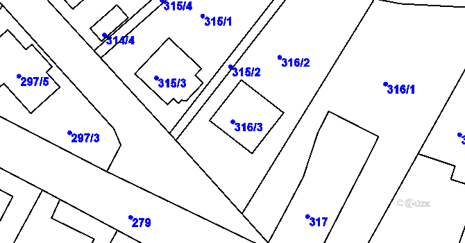 Parcela st. 316/3 v KÚ Třeboň, Katastrální mapa
