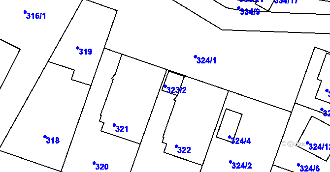 Parcela st. 323/2 v KÚ Třeboň, Katastrální mapa
