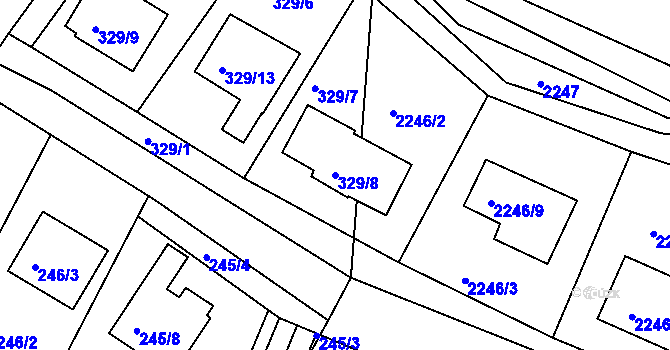 Parcela st. 329/8 v KÚ Třeboň, Katastrální mapa