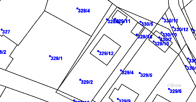 Parcela st. 329/12 v KÚ Třeboň, Katastrální mapa
