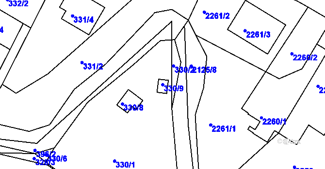 Parcela st. 330/9 v KÚ Třeboň, Katastrální mapa