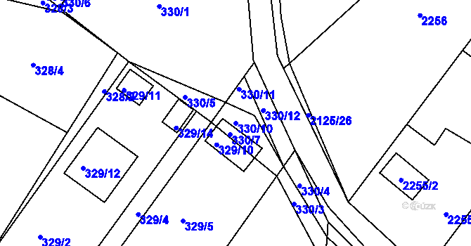 Parcela st. 330/10 v KÚ Třeboň, Katastrální mapa
