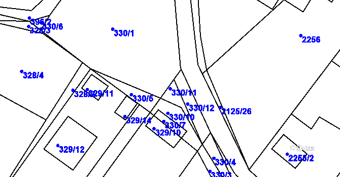 Parcela st. 330/11 v KÚ Třeboň, Katastrální mapa
