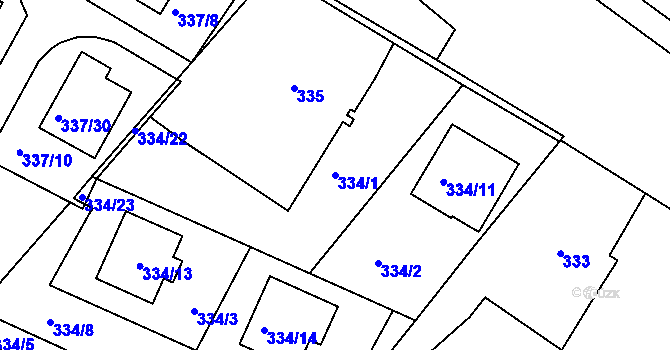 Parcela st. 334/1 v KÚ Třeboň, Katastrální mapa