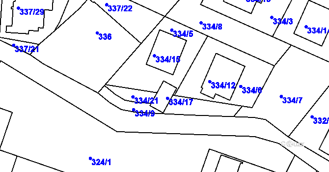 Parcela st. 334/16 v KÚ Třeboň, Katastrální mapa