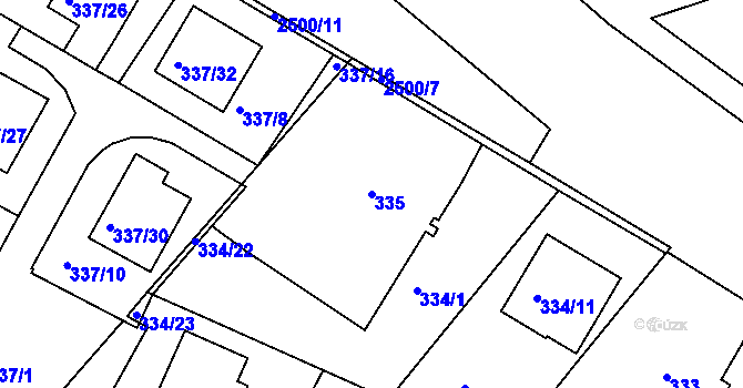 Parcela st. 335 v KÚ Třeboň, Katastrální mapa