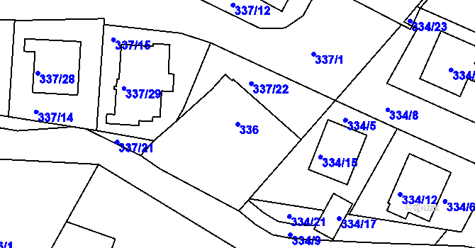 Parcela st. 336 v KÚ Třeboň, Katastrální mapa