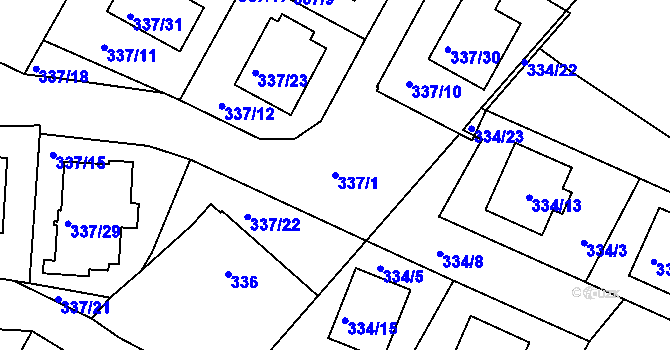 Parcela st. 337/1 v KÚ Třeboň, Katastrální mapa