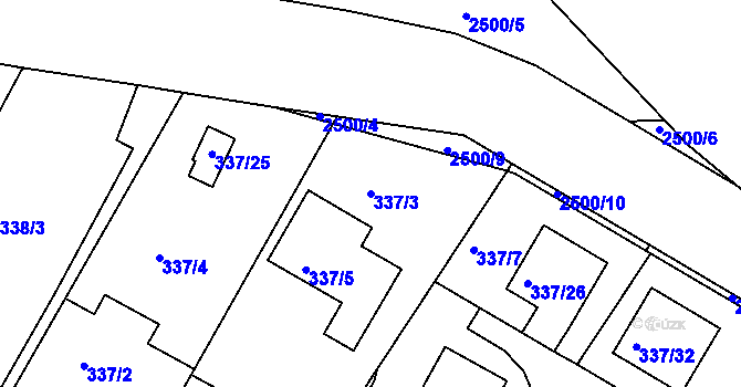 Parcela st. 337/3 v KÚ Třeboň, Katastrální mapa
