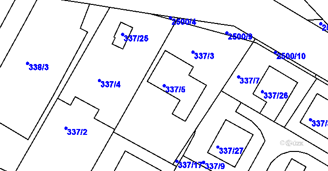 Parcela st. 337/5 v KÚ Třeboň, Katastrální mapa