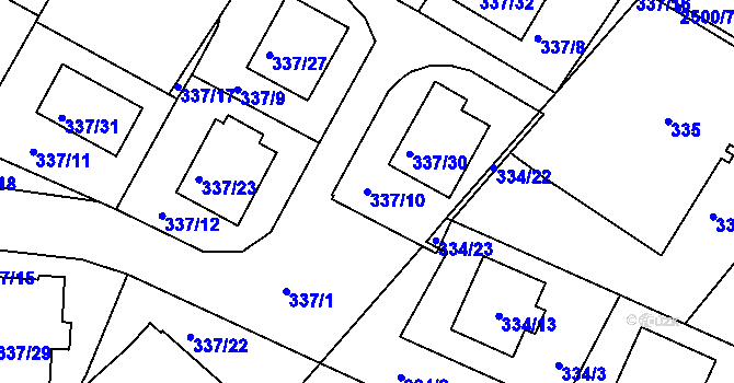 Parcela st. 337/10 v KÚ Třeboň, Katastrální mapa
