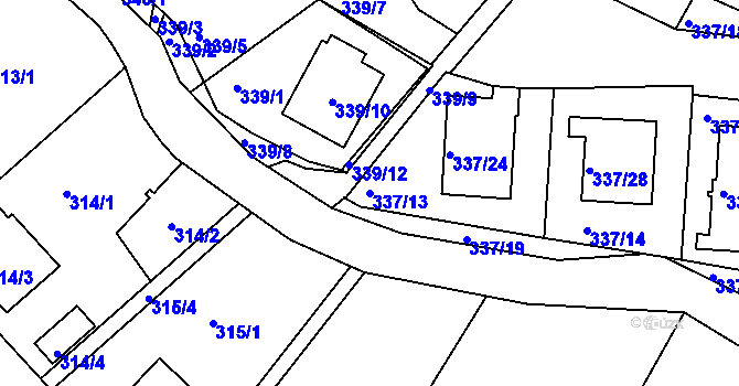 Parcela st. 337/13 v KÚ Třeboň, Katastrální mapa