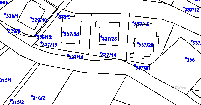 Parcela st. 337/14 v KÚ Třeboň, Katastrální mapa