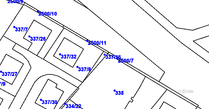 Parcela st. 337/16 v KÚ Třeboň, Katastrální mapa