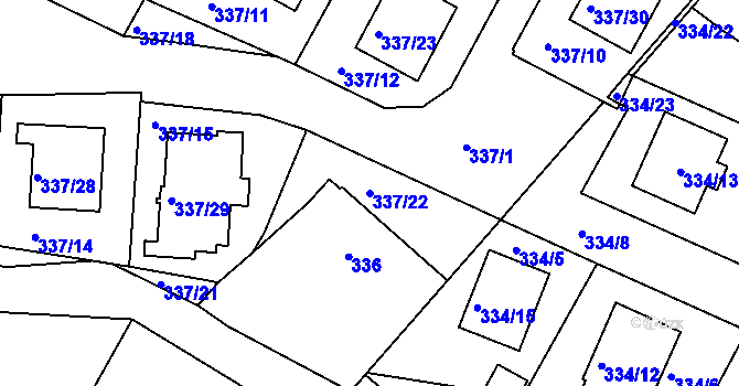 Parcela st. 337/22 v KÚ Třeboň, Katastrální mapa