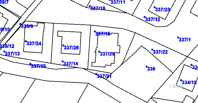 Parcela st. 337/29 v KÚ Třeboň, Katastrální mapa