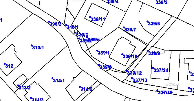 Parcela st. 339/1 v KÚ Třeboň, Katastrální mapa