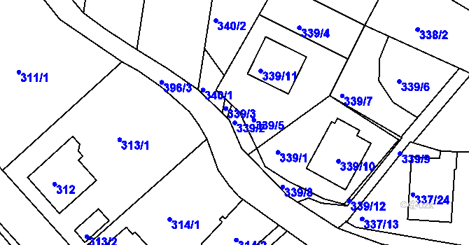 Parcela st. 339/2 v KÚ Třeboň, Katastrální mapa