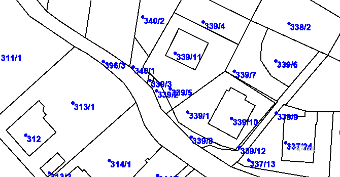Parcela st. 339/5 v KÚ Třeboň, Katastrální mapa